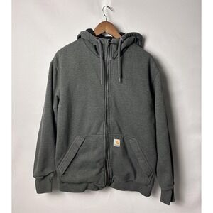 Carhartt Hoodie Mens Medium Gray Full Zip Rain Defender Lined Work Jacket